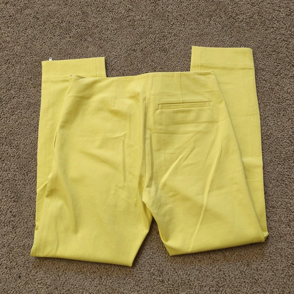 COS Womens Yellow Slim Leg‎ Side Zip Ankle Zip Trousers Pants Size 8 Stretch